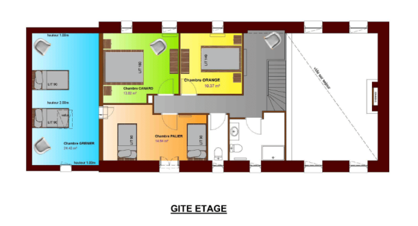 Plan Etage - Gite Les Communs de Mailhol - Chateau de Mailhol