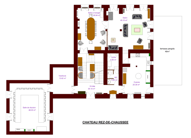 Plan Rez-de-chaussée - La maison de Mailhol - Château de Mailhol